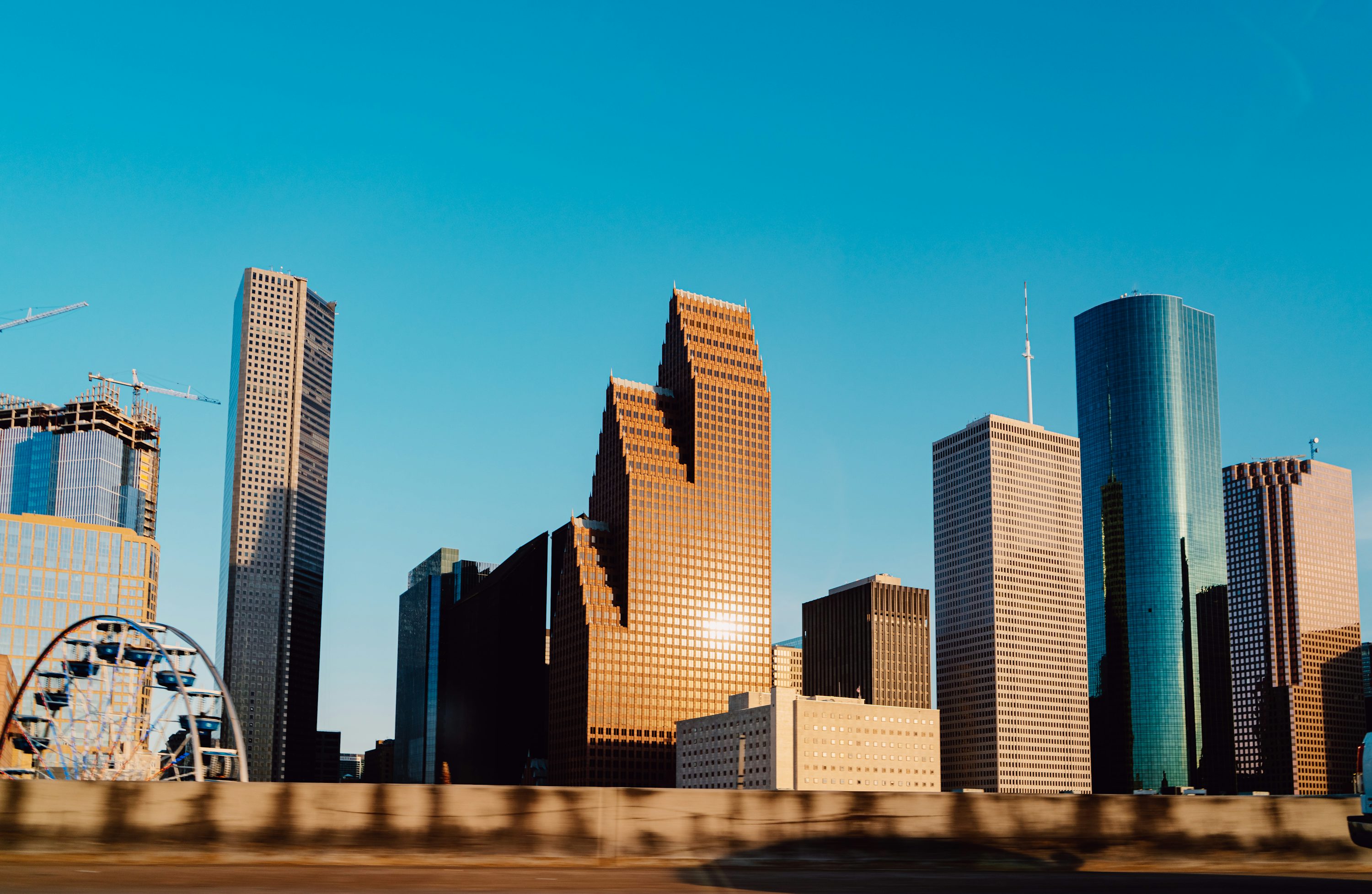 Houston skyline at sunset, Texas